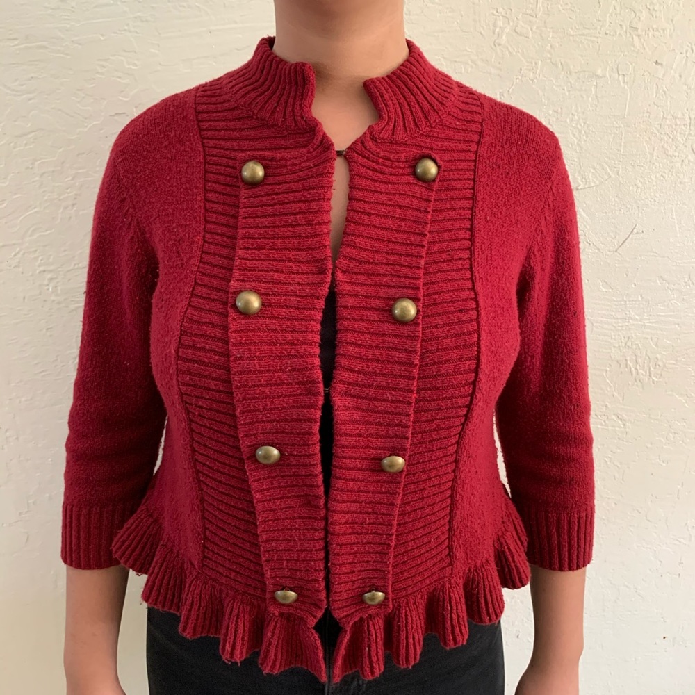 Decree Military Jacket Burgundy XL - Picture 2 of 5